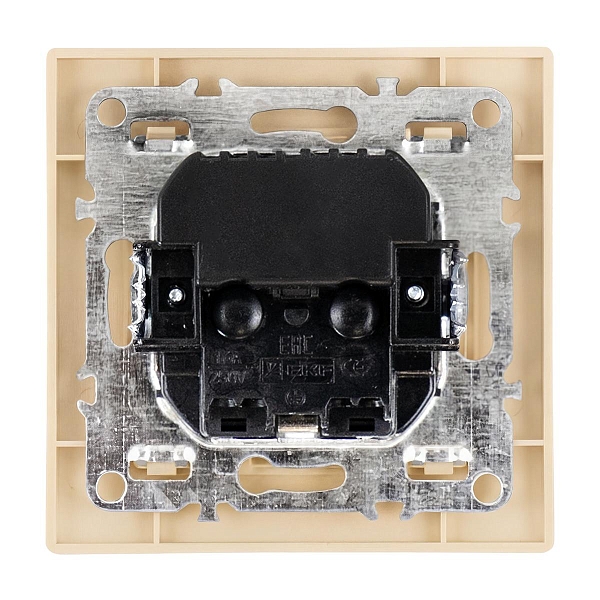 Минск Розетка 1-местная СП с/з 16А бежевая с защ. штор. с 2 USB 2,1А EKF