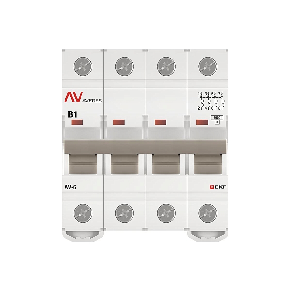 Выключатель автоматический AV-6 4P 1A (B) 6kA EKF AVERES