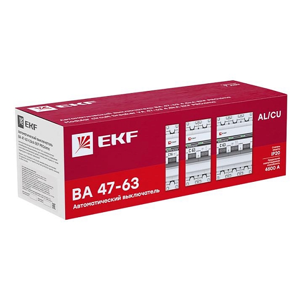Автоматический выключатель ВА 47-63 3P 16А (C) 4,5kA EKF PROXIMA