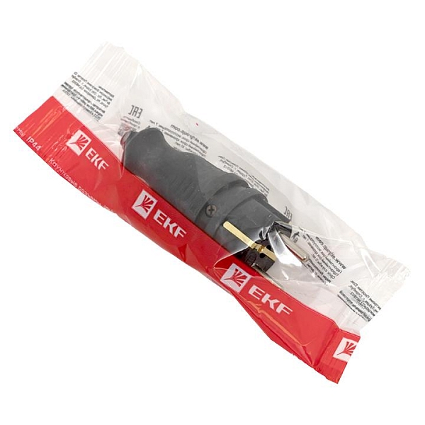 Вилка прямая каучуковая 230В 2P+PE 16A IP44 EKF PRO