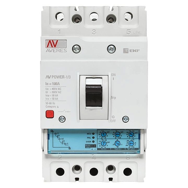 Выключатель автоматический в литом корпусе AV-POWER-1/3 100А 50кА ETU2.0 EKF