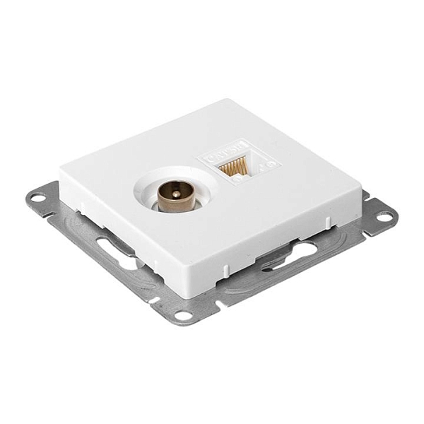 Механизм розетки TV+RJ45 (cat5), белый Эпика EKF