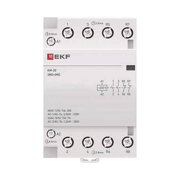 Контактор модульный КМ 20А 2NO+2NC 230В АС (3 мод.) PROXIMA EKF
