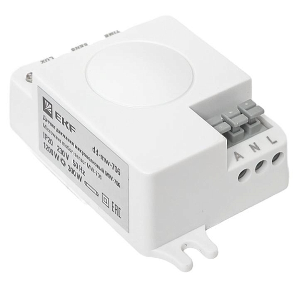 Микроволновый датчик движения белый 1200Вт 360гр. до 10м IP20 MW-706 EKF