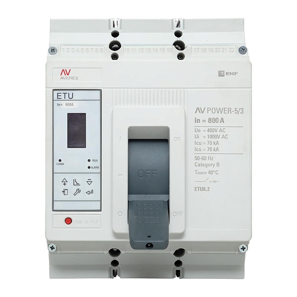 Выключатель автоматический в литом корпусе AV-POWER-5/3 800А 70кА ETU6.2 EKF