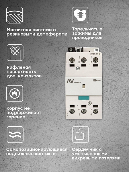 Контактор КМЭ 65А 400В АС EKF AVERES