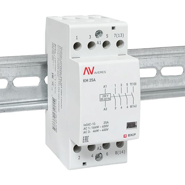Контактор модульный КМ 25А 4NO 230В АС (2 мод.) AVERES EKF