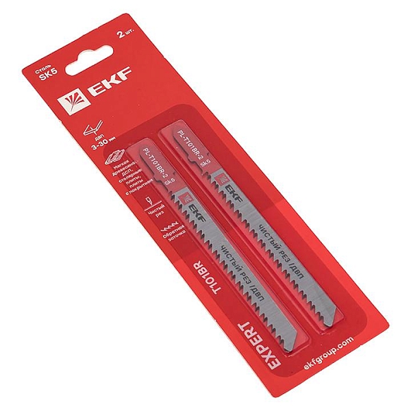 Пилки для электролобзика обратные T101BR (чистовой рез по ДВП)(SK5)(2 шт) EKF Expert