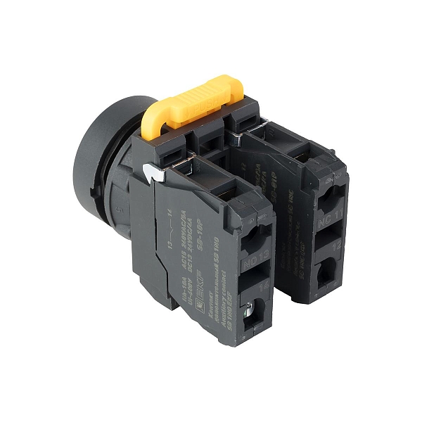Кнопка SB-21 плоская без фиксации 1NO+1NС желтая IP65 EKF
