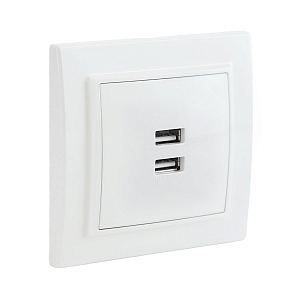 Минск Розетка USB 2-местная СП 2,1А белая EKF