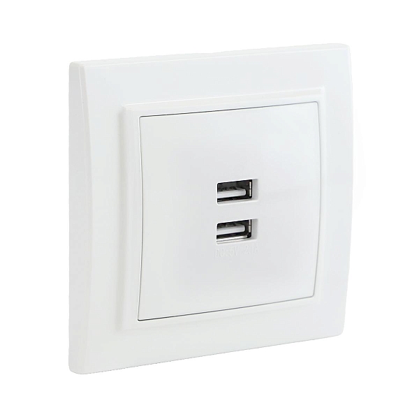 Минск Розетка USB 2-местная СП 2,1А белая EKF