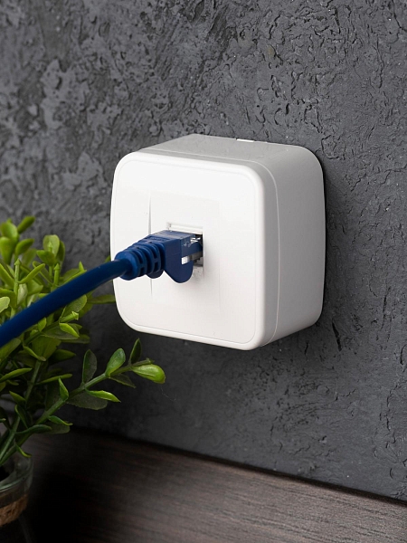 Минск Розетка RJ-45 1-местная, ОП 1А, 120В, белая EKF