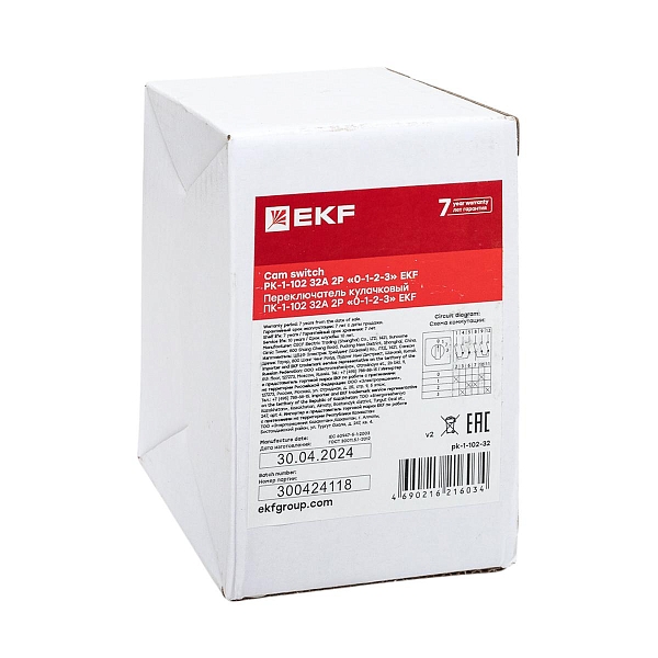 Переключатель кулачковый ПК-1-102 32А 2P «0-1-2-3» EKF PROxima
