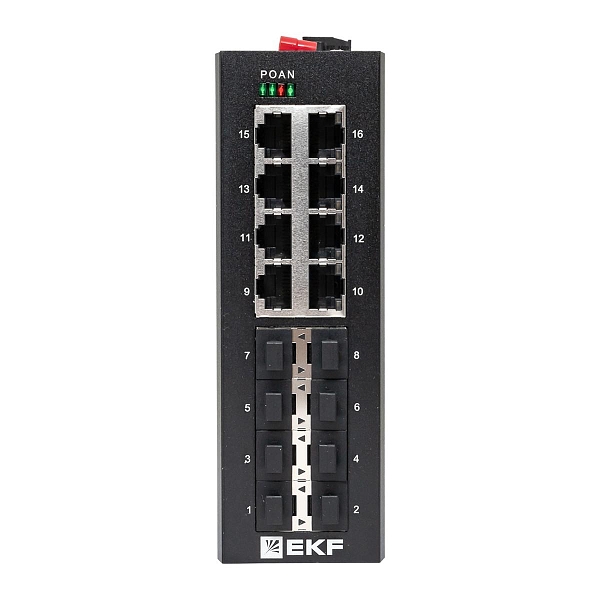 Промышленный неуправляемый коммутатор U-8GX/SFP-8GT, 8 портов 1000Base-X SFP, 8 портов 10/100/1000Base-T(X) RJ45, монтаж на динрейку TSX EKF