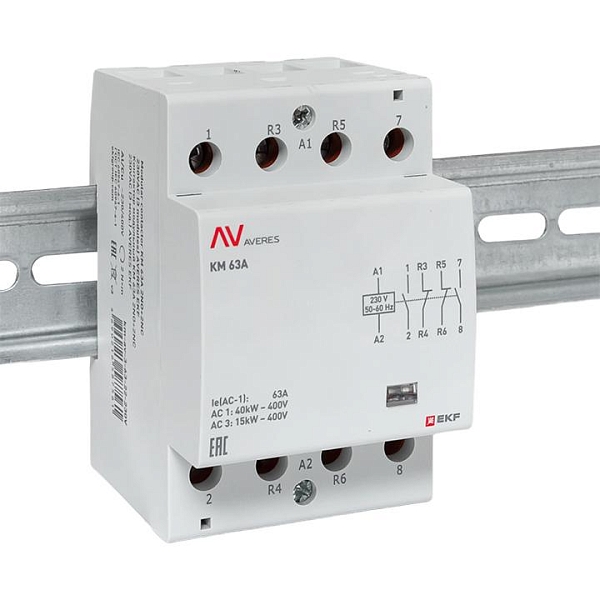 Контактор модульный КМ 63А 2NO+2NC 230В АС (3 мод.) AVERES EKF
