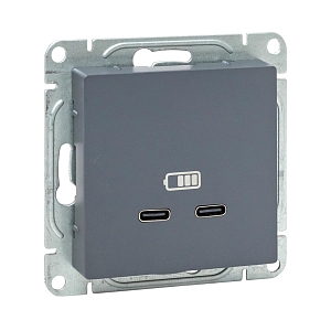 Механизм розетки USB-C - 2шт, графит Эпика EKF