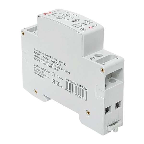 Контактор модульный КМ 25А 1NO+1NC 230В АС (1 мод.) AVERES EKF