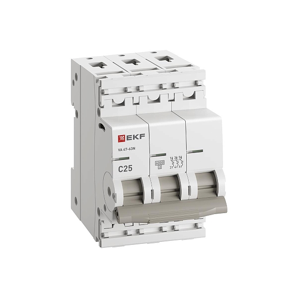 Автоматический выключатель ВА 47-63N 3P 25А (C) 6кА PROXIMA EKF