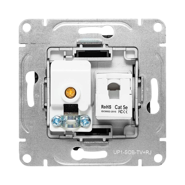 Механизм розетки TV+RJ45 (cat5), черный Эпика EKF
