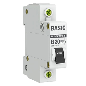 Автоматический выключатель ВА 47-29 1P 20А (B) 4,5кА BASIC