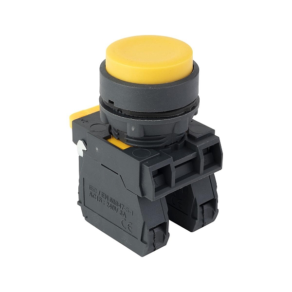 Кнопка выпирающая SB-25 без фиксации 1NO+1NС желтая IP65 EKF