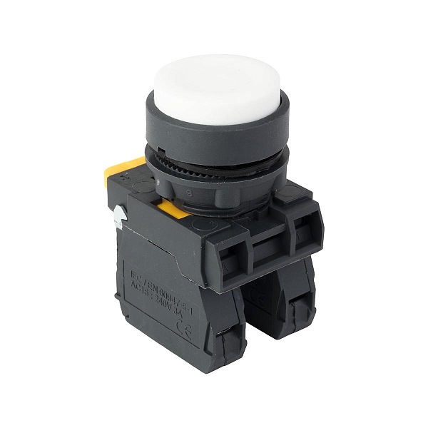 Кнопка выпирающая SB-25 без фиксации 1NO+1NС белая IP65 EKF