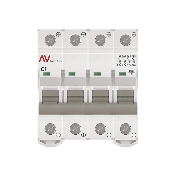 Выключатель автоматический AV-10 DC 4P 1A (C) 10kA EKF AVERES