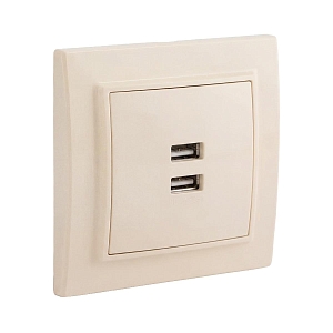 Минск Розетка USB 2-местная СП 2,1А бежевая EKF