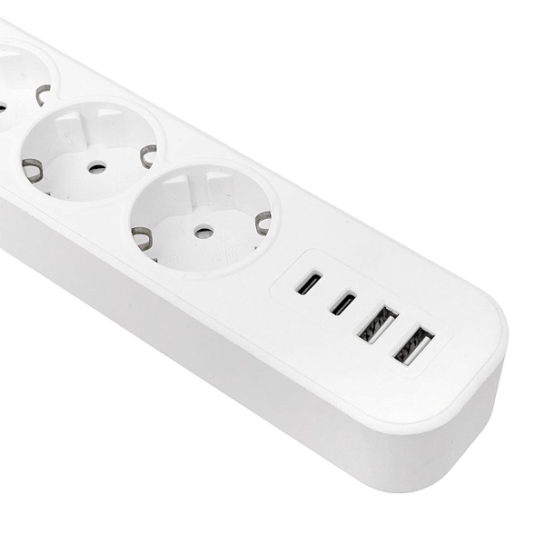 Удлинитель LUX 5 гнезд 2USB 2,4А+2type-C 3 метра 1,5мм2 EKF