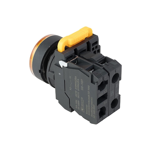 Кнопка SB-27 плоская без фиксации c подсветкой 220V AC 1NO желтая IP65 EKF