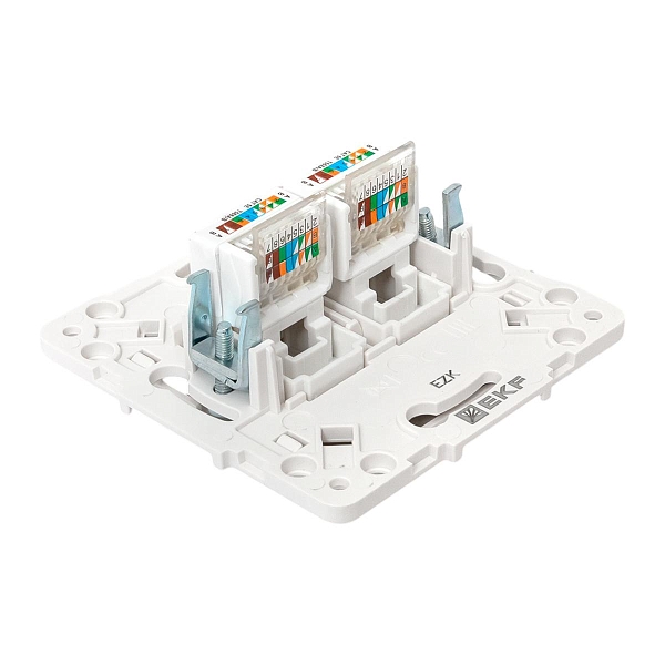 Стокгольм Механизм розетки RJ-45 2-местной белый EKF