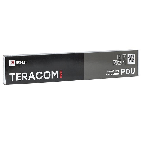Блок розеток PDU TERACOM PRO 19" 1U 16А/250В 8 розеток Schuko с выключателем шнур питания длиной 2 метра сечение 3x1,5 мм2 вилка Schuko корпус пластик черный