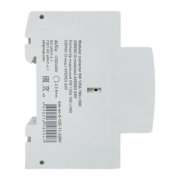 Контактор модульный КМ 125А 1NO+1NC 230В АС (3 мод.) AVERES EKF