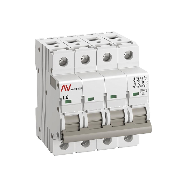 Выключатель автоматический AV-6 4P 6A (L) 6kA EKF AVERES