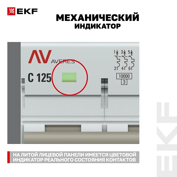 Выключатель автоматический AV-125 2P 80A (C) 10kA EKF AVERES