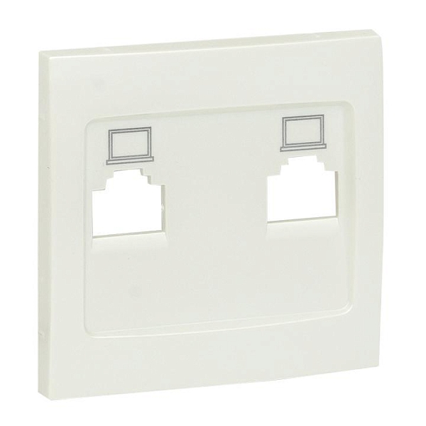 Валенсия лицевая панель розетки RJ-45 2-местная жемчуг EKF