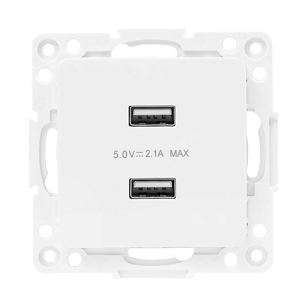 Стокгольм Механизм Розетки USB 2-местной 2,1А винтовые клеммы белый EKF