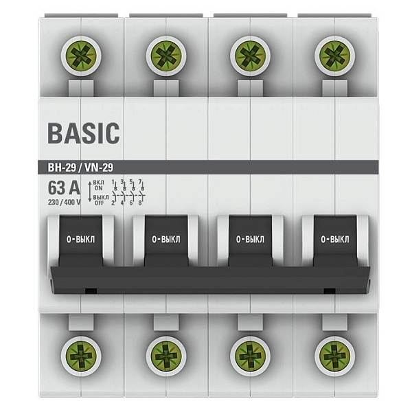 Выключатель нагрузки ВН-29 4P 63А BASIC