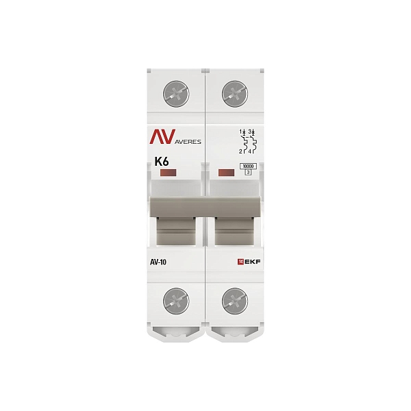 Выключатель автоматический AV-10 2P 6A (K) 10kA EKF AVERES