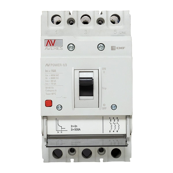 Выключатель автоматический в литом корпусе AV-POWER-1/3 16А 80кА TR EKF