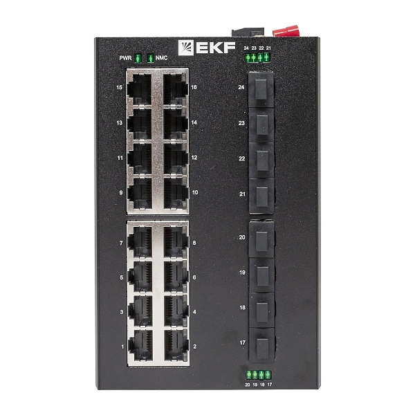 Промышленный неуправляемый коммутатор U-8GX/SFP-16GT, 8 портов 1000Base-X SFP, 16 портов 10/100/1000Base-T(X) RJ45, монтаж на динрейку TSX EKF