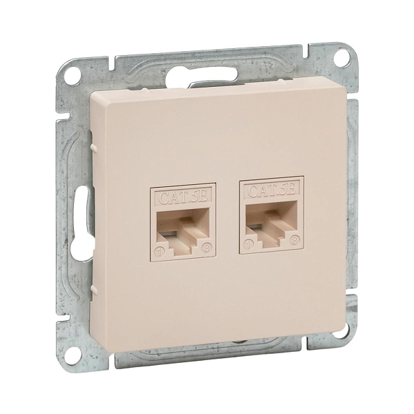 Механизм розетки RJ45 - 2шт, (cat5), кремовый Эпика EKF