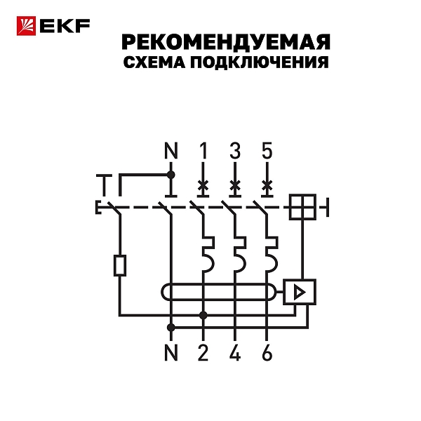 Автоматический выключатель дифференциального тока АВДТ-63N 3P+N (S) 50А характеристика C 100мА тип AC электронный селективный 6кА PROXIMA EKF
