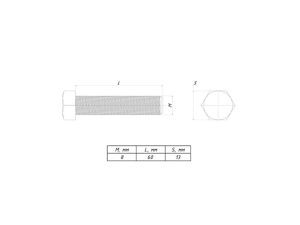 Болт шестигранный М8x60 DIN 933 TDZ EKF