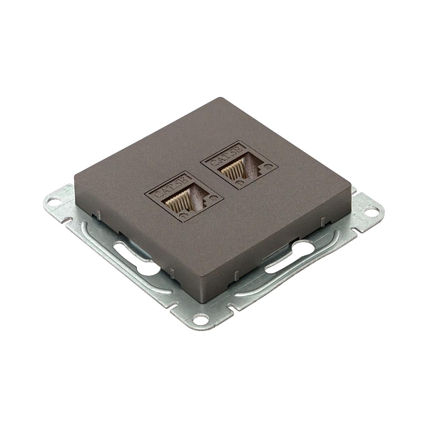 Механизм розетки RJ45 - 2шт, (cat5), мокко Эпика EKF