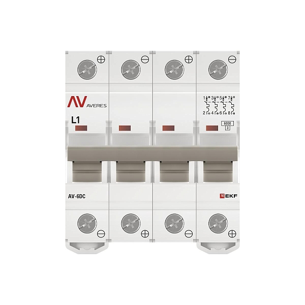 Выключатель автоматический AV-6 DC 4P 1A (L) 6kA EKF AVERES