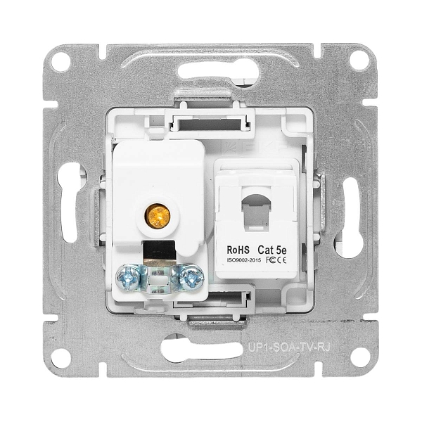 Механизм розетки TV+RJ45 (cat5), алюминий Эпика EKF