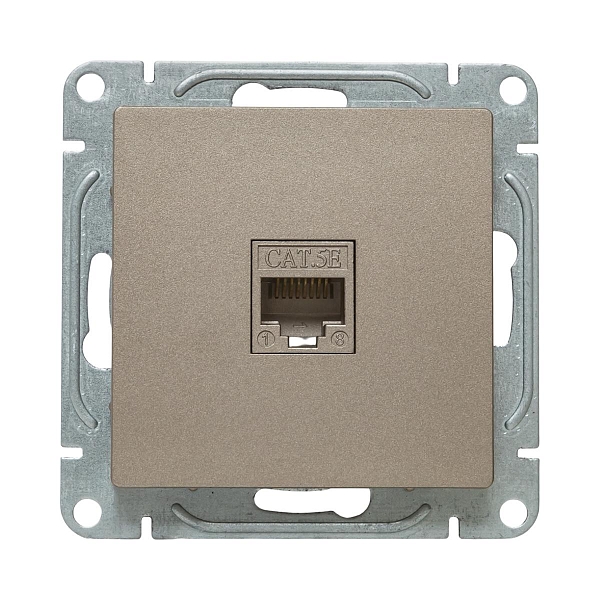 Механизм розетки RJ45 (cat5), шампань Эпика EKF