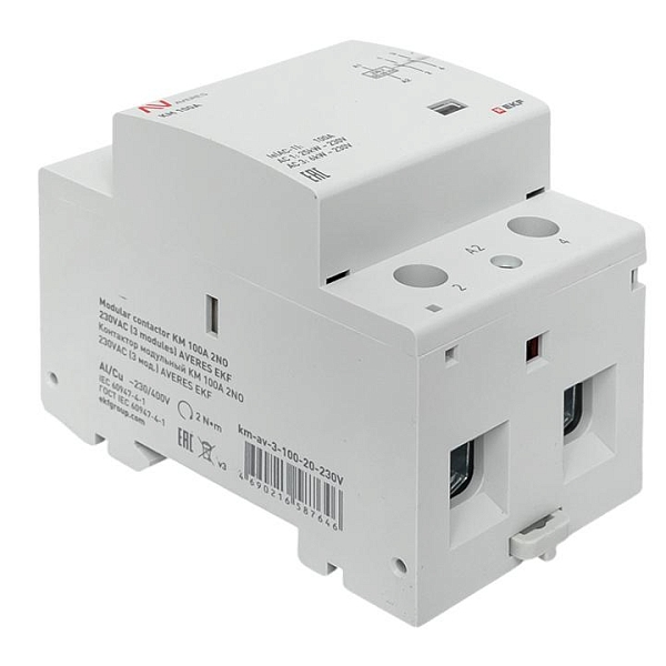 Контактор модульный КМ 100А 2NO 230В АС (3 мод.) AVERES EKF