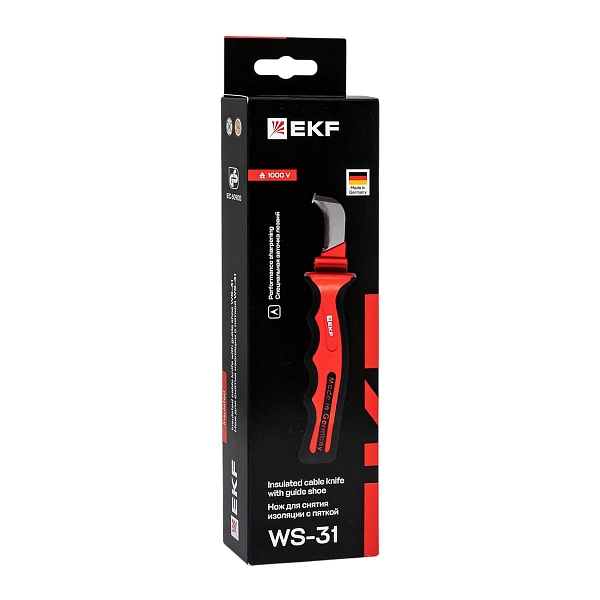 Нож для снятия изоляции с пяткой 1000V WS-31 EKF Professional